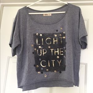 Light up the city gray crop top